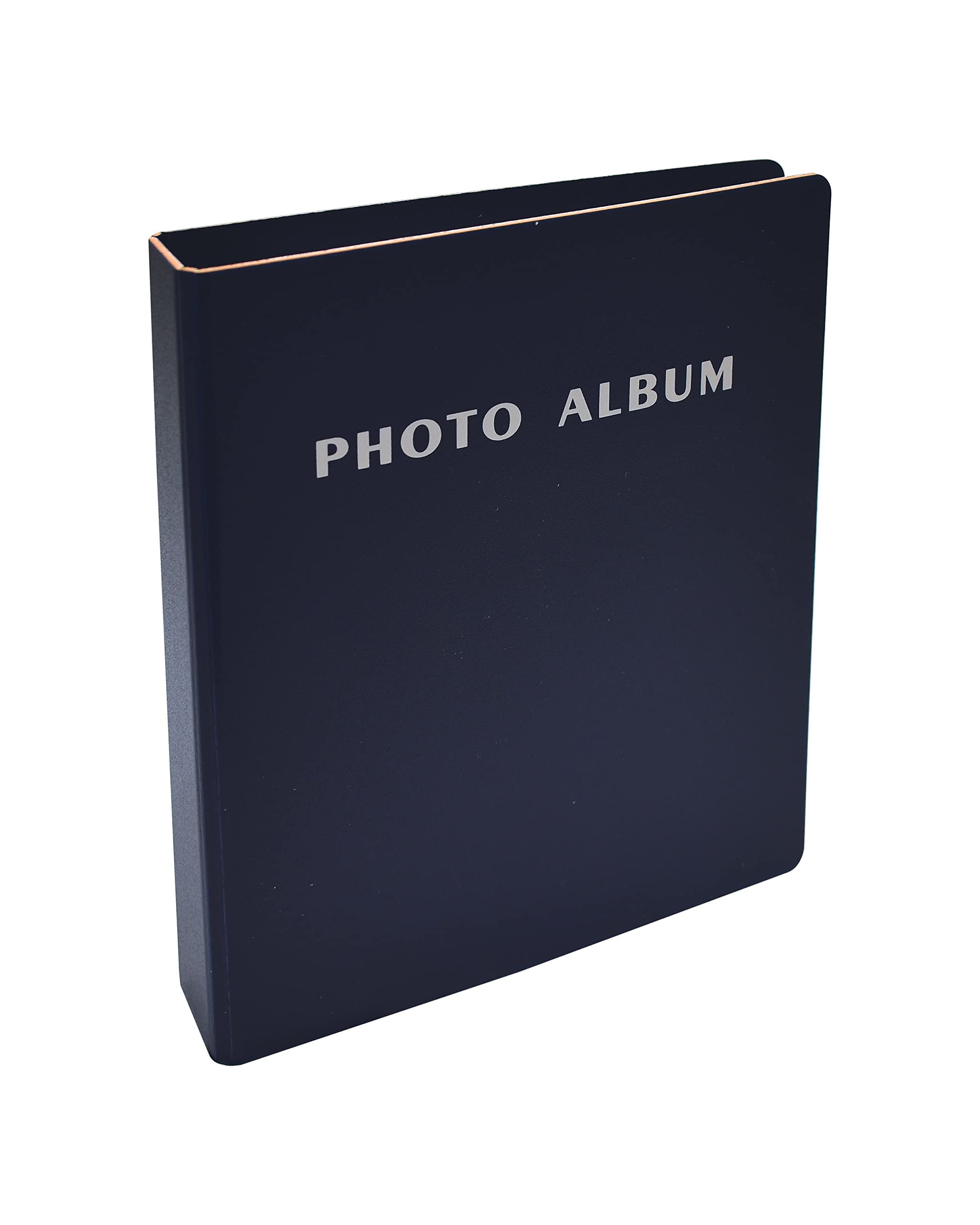 Photo Album for 4x6 Pictures, 2-Ring Mini Hard Cover Photo Binder, Holds 36  4x6 Photos with Clear Heavyweight Pocket Sleeves, by Better Office Products  (Navy Blue) 