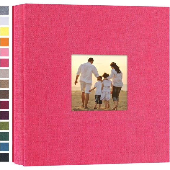 Photo Album 4x6 Pictures, 200 Pockets, Linen Cover, Rose Red