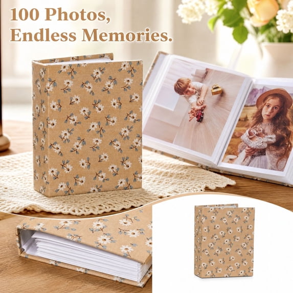 Photo Album 4x6, Soft Fabric Cover Pictures Photo Albums Memory Book for Family Baby Wedding Anniversary Birthday (100 sheets in 6 inches)