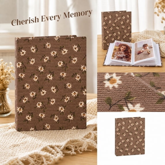 Photo Album 4x6, Soft Fabric Cover Pictures Photo Albums Memory Book for Family Baby Wedding Anniversary Birthday (100 sheets in 6 inches)