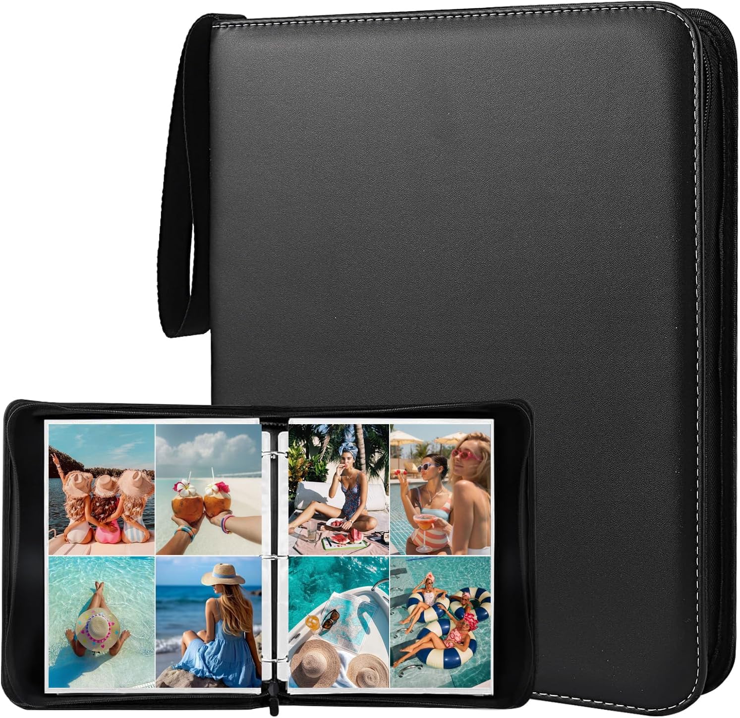 Album Floder Photo Album 5x7 200 Pockets, Zip Photos Binder Album with 50Pcs Double ...