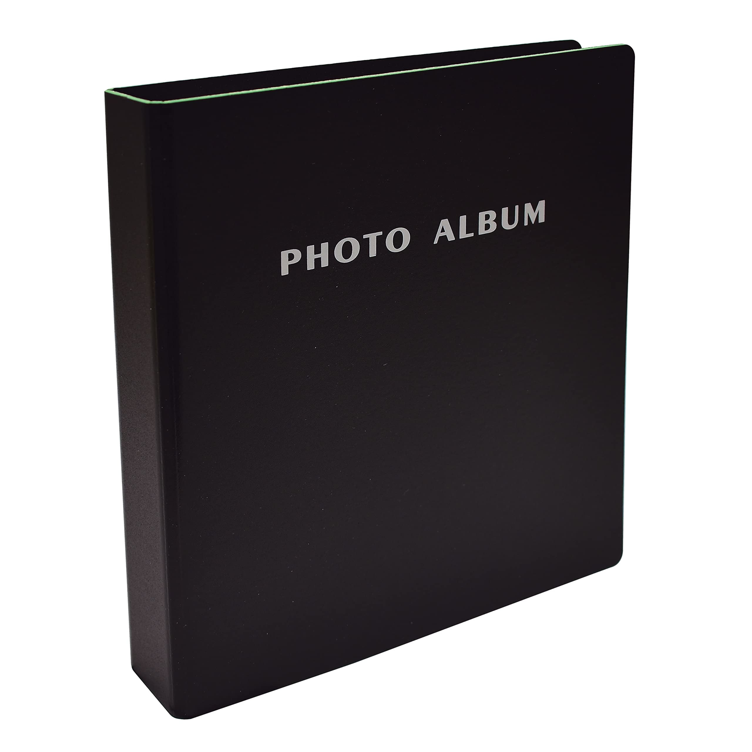 Photo Album for 5x7 Pictures, 2-Ring Mini Hard Cover Photo Binder, Holds 36  5x7 Photos with Clear Heavyweight Pocket Sleeves, by Better Office Products  (Black) 