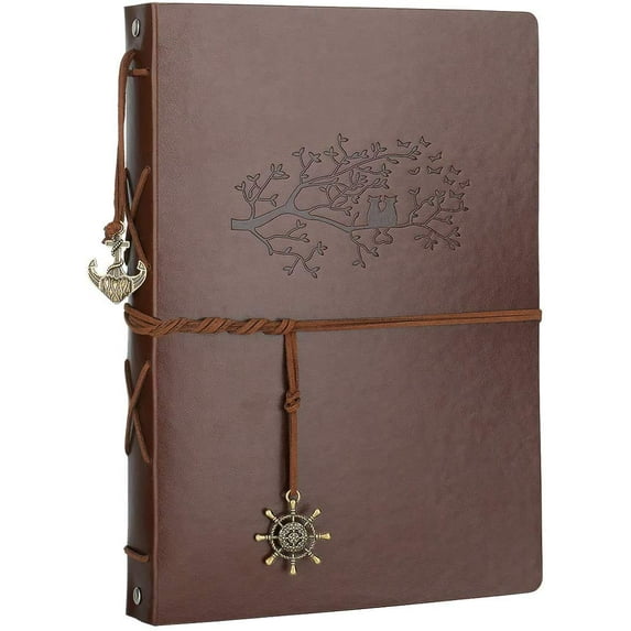 Photo Album, AIOR Scrapbook Album Memory Book DIY Retro Pendents Vintage Wedding Travel with Anniversary Birthday Gifts for Mom Lover Women Girls (Branch Owl)