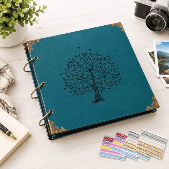 Photo Album Diy Scrapbook - 12x12 Inch 50 Pages Vintleather Cover Three ...
