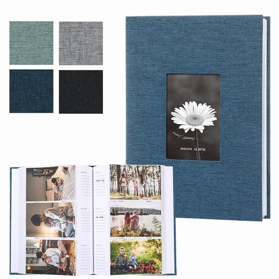 Photo Album Large Photo Album with 300 Photo Capacity Linen Cover and Acid-Free PVC-Free Pages with Writing Space for 4x6 Photos,Dark Blue,6"(200PCS) JASKFLY