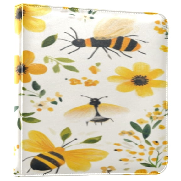 Photo Album Leather Photo Album 11.8x11.2x1.5 Inch Bookshelf Photo Album Photo Album Photo Store Scrapbook Photo Album Yellow Flowers and Bees