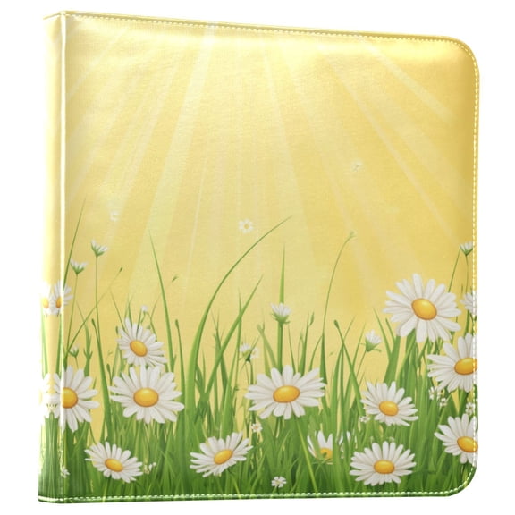 Photo Album Leather Photo Album 11.8x11.2x1.5 Inch Bookshelf Photo Album Scrapbooking Refills Scrapbook Photo Album Daisies and Sun Rays