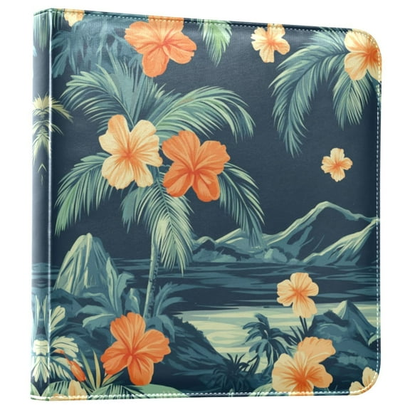 Photo Album Leather Photo Album 11.8x11.2x1.5 Inch Bookshelf Photo Album Scrapbooking Refills Scrapbook Photo Album Hawaiian Floral Pattern
