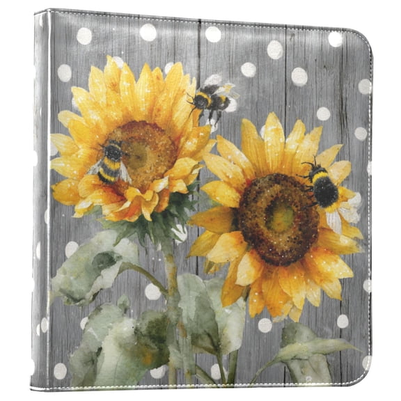 Photo Album Leather Photo Album Bookshelf Photo Albums Scrapbooking Albums Durable and Fashionable Bee Sunflower