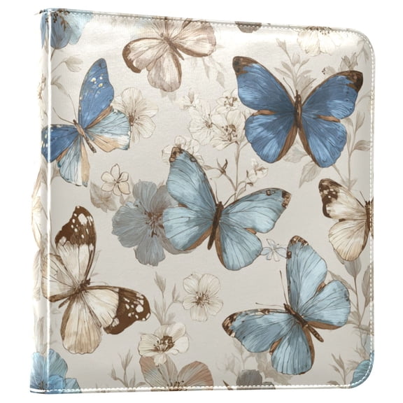 Photo Album Leather Photo Album Bookshelf Photo Albums Scrapbooking Albums Durable and Fashionable Cream Brown Butterfly Art
