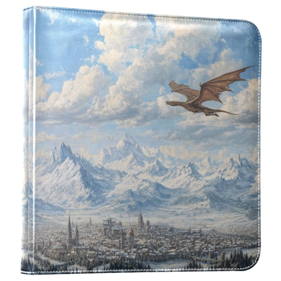 Photo Album Leather Photo Album Bookshelf Photo Albums Scrapbooking Albums Durable and Fashionable Dragon Flying Medieval Town