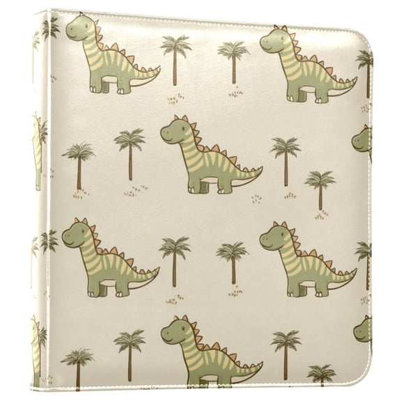 Photo Album Leather Photo Album Bookshelf Photo Albums Scrapbooking Albums Durable and Fashionable Green Digital Dino Pattern