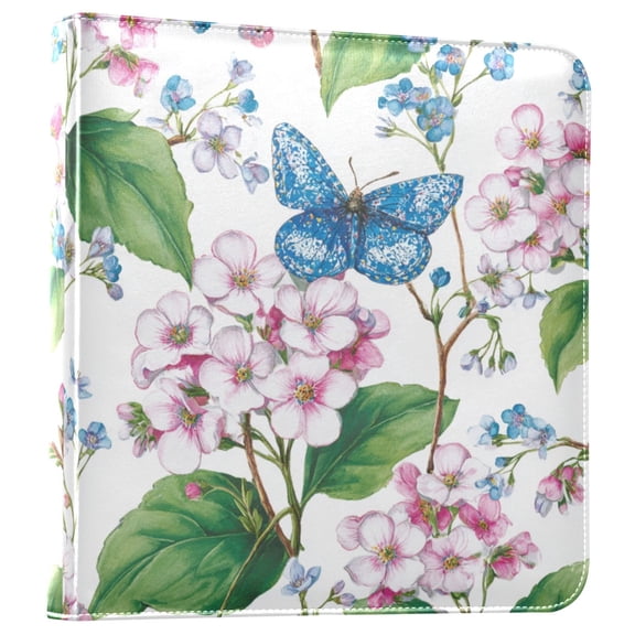 Photo Album Leather Photo Album Bookshelf Photo Albums Scrapbooking Albums Durable and Fashionable Watercolor Blue Peony Art