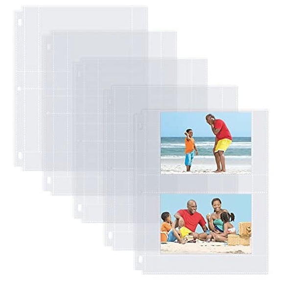 Photo Album Refill Sheets, 4 x 6 Inch, Heavyweight, Diamond Clear 3 Ring Photo Binder Page Refills, by Better Office Products, 200 Total Photos, Each 2-Pocket Sheet Holds Up to 4 Photos (50 Pack)