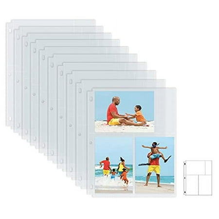 Photo Album Refill Sheets, 4 x 6 Inch Mixed Format, Heavyweight, Diamond Clear 3 Ring Photo Binder Page Refills, by Better Office Products, 600 Total Photos (100 Pack)