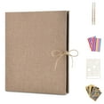 thumbnail image 1 of Photo Album Scrapbook, AIOR Linen Refillable Scrap Book Diy Scrapbooking Personalized Guest Book with Black Pages, Family Memory Book Wedding Anniversary Valentines Graduation Fathers Day Gifts, Beige, 1 of 7