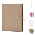 thumbnail image 1 of Photo Album Scrapbook, AIOR Linen Refillable Scrap Book Diy Scrapbooking Personalized Guest Book with Black Pages, Family Memory Book Wedding Anniversary Valentines Graduation Fathers Day Gifts, Beige, 1 of 7