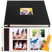 Photo Album Self Adhesive 60 Pages, 11x10.6 DIY Scrapbook Album for 4x6 5x7 8x10 Pictures, Black Linen Cover DIY Gift for Mom,Family Baby and Wedding