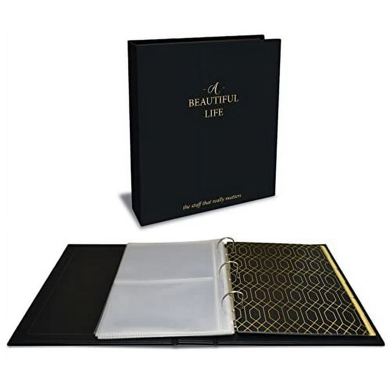 Photo Album Set, 3-Ring Binder 8.5 x 9.5, with 50 Clear Heavyweight  2-Pocket Sleeves & 6 Tab Dividers, by Better Office Products, holds 200 4x6