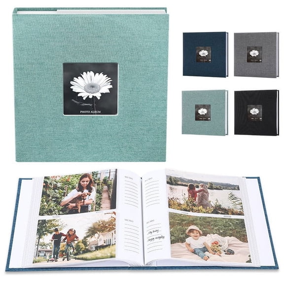 Photo Album with Writing Space 6 Inch Holds 200 Photos Memory Book with Lined Margins for Notes Scrapbooking Family Events Travel or Baby Picture Organization Christmas Gift