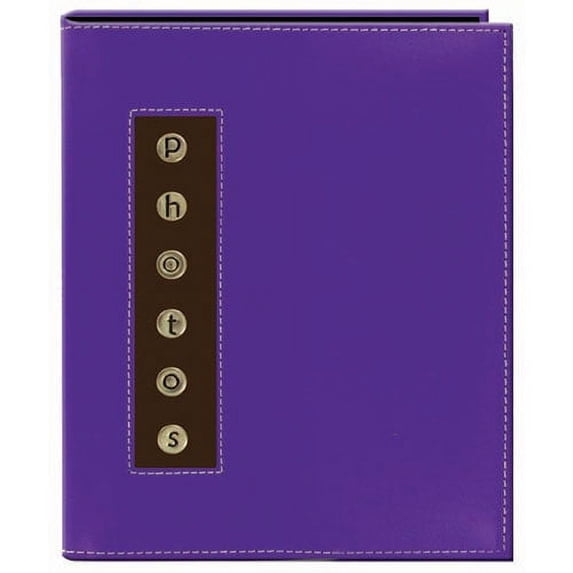 Pioneer Metal Button Photo Sewn Leatherette Cover Brag Album Purple