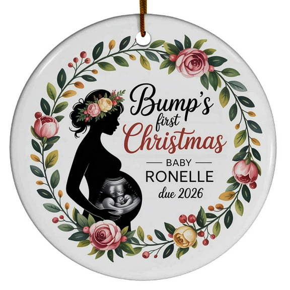 Photo Baby Sonogram Christmas Ornament 2025, Photo Bump First Christmas & Mommy Ornament Gift, Custom Name Text Picture Year Expecting Baby Christmas Ornaments