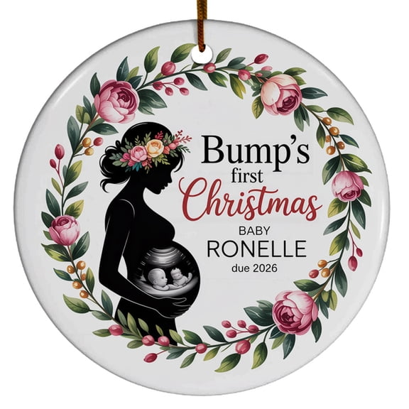 Photo Baby Sonogram Christmas Ornament 2025, Photo Bump First Christmas & Mommy Ornament Gift, Custom Name Text Picture Year Expecting Baby Christmas Ornaments