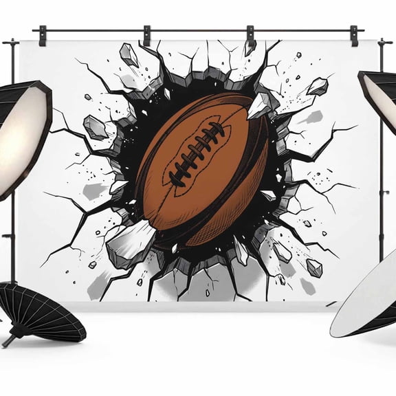 Photo Backdrop 5x7 ft 3D Brown Rugby Photography Backdrops Curtains Wall Covering Football Break through Wall Photo Booth Drapes for Backdrop Photoshoot Wedding Party Birthday Background Screen