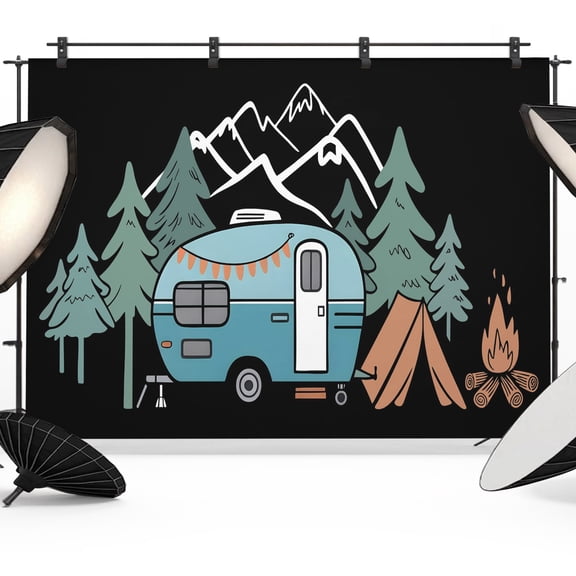 Photo Backdrop 5x7 ft Adventure Camper Photography Backdrops CurtainsForest Pine Trees Mountain Home Photo Booth Drapes for Backdrop Photoshoot Wedding Party Birthday Background Screen