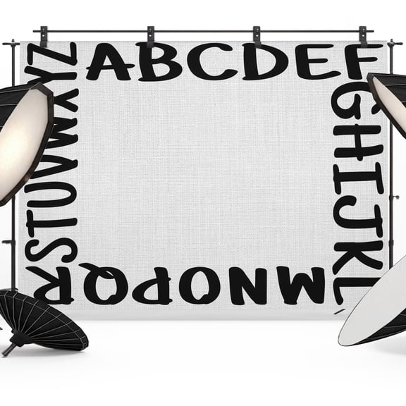 Photo Backdrop 5x7 ft Alphabet Photography Backdrops Curtains Picture Wall Covering White Modern Minimalist Letter Photo Booth Drapes for Backdrop Photoshoot Wedding Party Birthday Background Screen