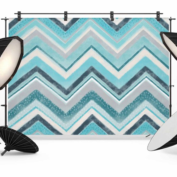 Photo Backdrop 5x7 ft Aqua Turquoise Chevron Photography Backdrops Curtains Wall Covering Geometric Design Stripe Photo Booth Drapes for Backdrop Photoshoot Wedding Party Birthday Background Screen