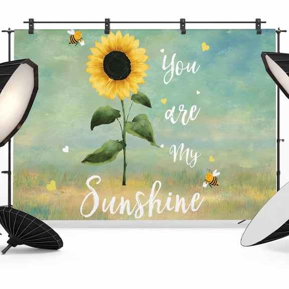 Photo Backdrop 5x7 ft Bee Sunflowers Photography Backdrops Curtains Wall Covering Green You Are My Sunshine Photo Booth Drapes for Backdrop Photoshoot Wedding Party Birthday Background Screen