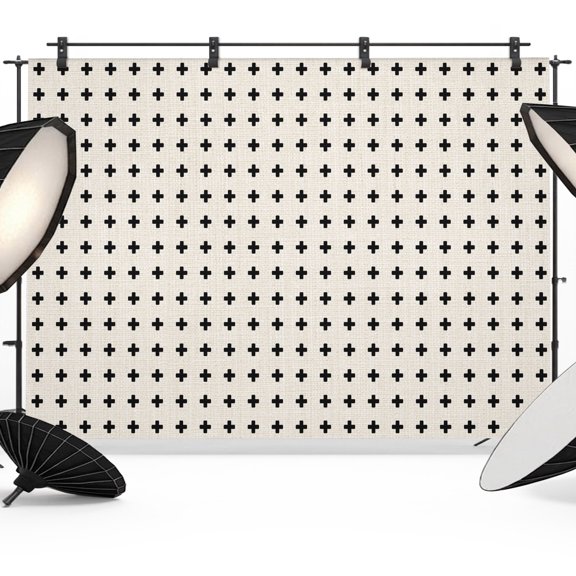 Photo Backdrop 5x7 ft Beige Small Crosses Icons Photography Backdrops Picture Wall Covering Dotted Matrix Grid Photo Booth Drapes for Backdrop Photoshoot Wedding Party Birthday Background Screen