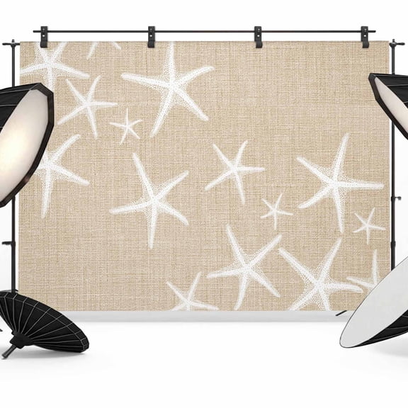 Photo Backdrop 5x7 ft Beige Starfish Photography Backdrops Curtains Picture Wall Covering Summer Ocean Beach Photo Booth Drapes for Backdrop Photoshoot Wedding Party Birthday Background Screen