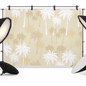 Photo Backdrop 5x7 ft Beige Tropical Palm Tree Photography Backdrops Curtains Picture Wall Covering Summer Beach Photo Booth Drapes for Backdrop Photoshoot Wedding Party Birthday Background Screen