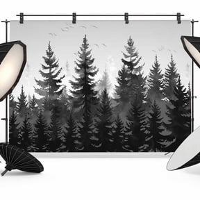 Photo Backdrop 5x7 ft Black Forest Photography Backdrops Curtains Picture Wall Covering Tree Bird Nature Landscape Photo Booth Drapes for Backdrop Photoshoot Wedding Party Birthday Background Screen