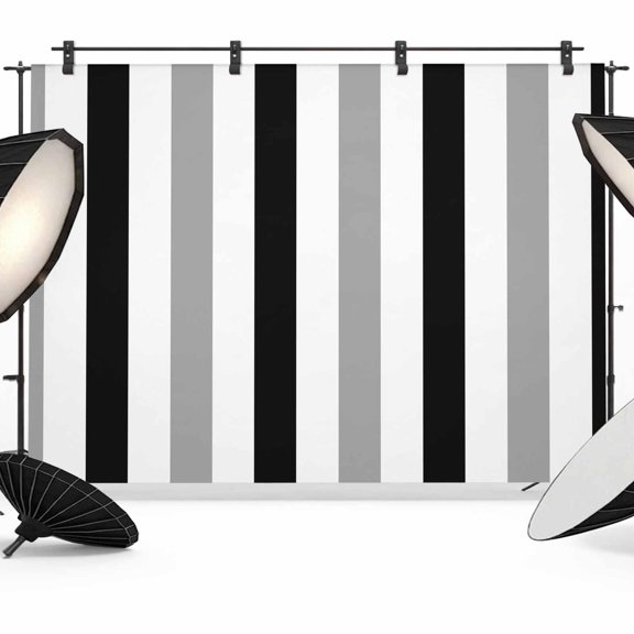 Photo Backdrop 5x7 ft Black Gray Stripes Photography Backdrops Curtains Picture Wall Covering Contrast Striped Photo Booth Drapes for Backdrop Photoshoot Wedding Party Birthday Background Screen