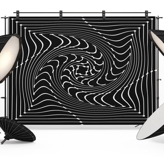 Photo Backdrop 5x7 ft Black Inverse Vortex Photography Backdrops Curtains Wall Covering Abstract Warped Waves Photo Booth Drapes for Backdrop Photoshoot Wedding Party Birthday Background Screen