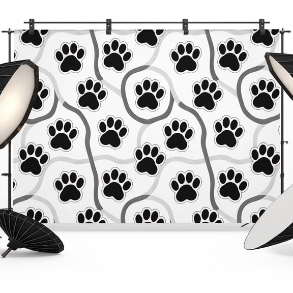 Photo Backdrop 5x7 ft Black Paw Print Photography Backdrops Curtains Picture Wall Covering Animal Claw Marks Lines Photo Booth Drapes for Backdrop Photoshoot Wedding Party Birthday Background Screen