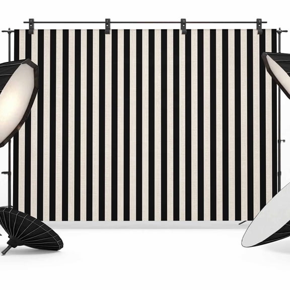 Photo Backdrop 5x7 ft Black Stripes Photography Backdrops Curtains Wall Covering Linen Classic Vertical Striped Photo Booth Drapes for Backdrop Photoshoot Wedding Party Birthday Background Screen