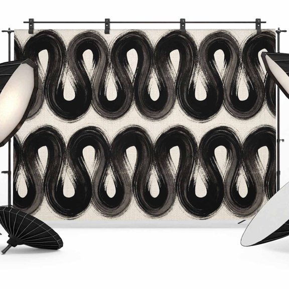 Photo Backdrop 5x7 ft Black Vertical Ribbon Waves Photography Backdrops Picture Wall Covering Fluid Swirls Photo Booth Drapes for Backdrop Photoshoot Wedding Party Birthday Background Screen