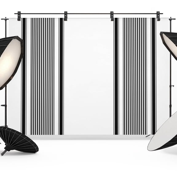 Photo Backdrop 5x7 ft Black Vertical Stripes Photography Backdrops Curtains Wall Covering Classic Striped Lines Photo Booth Drapes for Backdrop Photoshoot Wedding Party Birthday Background Screen