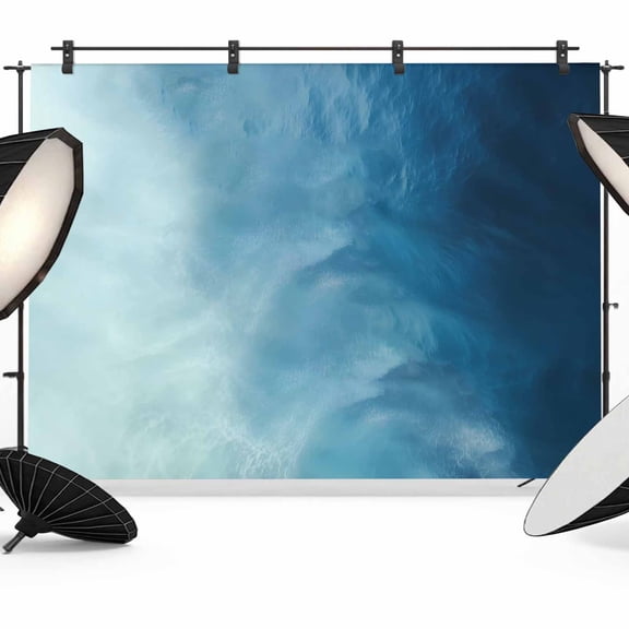 Photo Backdrop 5x7 ft Blue Beach Waves Photography Backdrops Curtains Picture Wall Covering Ombre Ocean Photo Booth Drapes for Backdrop Photoshoot Wedding Party Birthday Background Screen