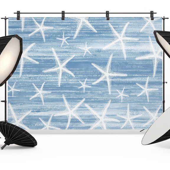 Photo Backdrop 5x7 ft Blue Coastal Starfish Photography Backdrops Curtains Wall Covering Ocean Beach Marine Life Photo Booth Drapes for Backdrop Photoshoot Wedding Party Birthday Background Screen