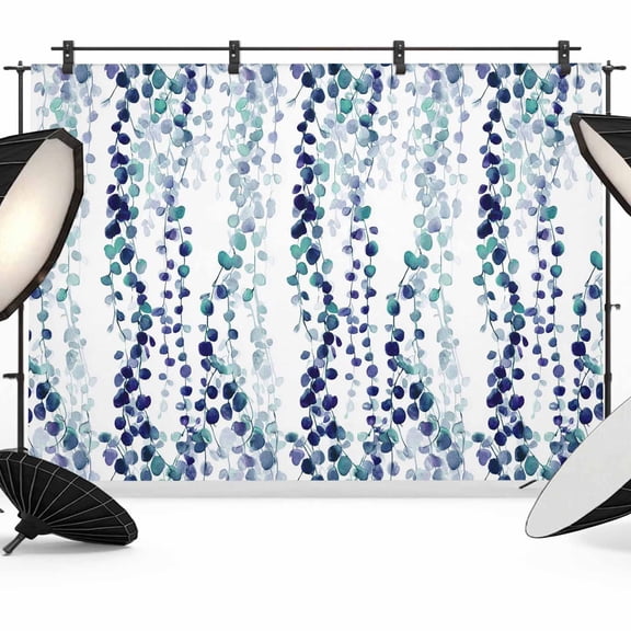 Photo Backdrop 5x7 ft Blue Eucalyptus Leaves Photography Backdrops Curtains Picture Wall Covering Leaf Vines Photo Booth Drapes for Backdrop Photoshoot Wedding Party Birthday Background Screen
