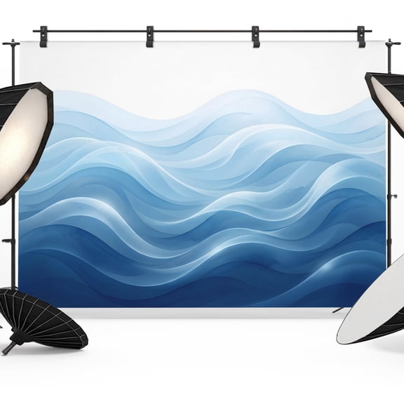 Photo Backdrop 5x7 ft Blue Fluid Waves Photography Backdrops Curtains Wall Covering Gradient Layers Mountain Photo Booth Drapes for Backdrop Photoshoot Wedding Party Birthday Background Screen