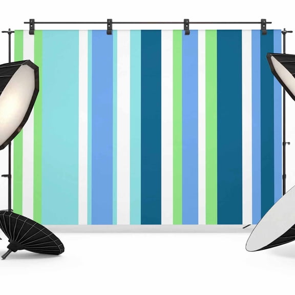 Photo Backdrop 5x7 ft Blue Green Stripes Photography Backdrops Curtains Wall Covering Vertical Striped Lines Photo Booth Drapes for Backdrop Photoshoot Wedding Party Birthday Background Screen