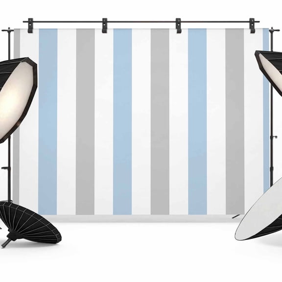 Photo Backdrop 5x7 ft Blue Grey Striped Photography Backdrops Curtains Picture Wall Covering Vertical Stripes Photo Booth Drapes for Backdrop Photoshoot Wedding Party Birthday Background Screen