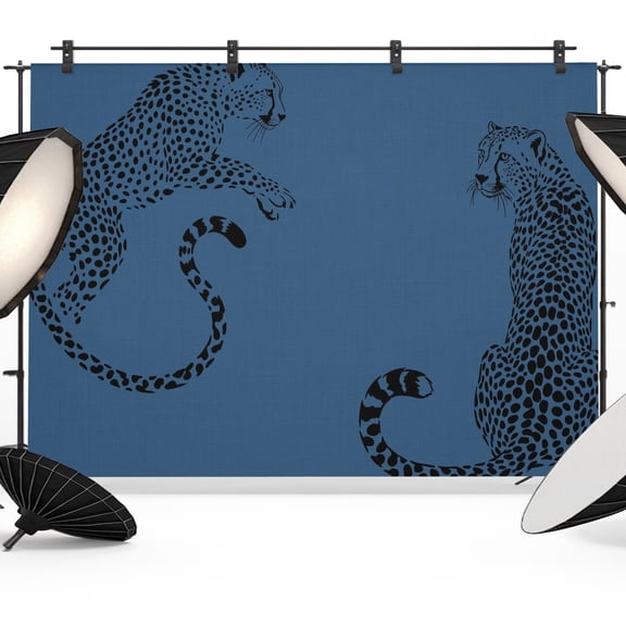 Photo Backdrop 5x7 ft Blue Leopard Photography Backdrops Curtains Picture Wall Covering Animal Solid Color Photo Booth Drapes for Backdrop Photoshoot Wedding Party Birthday Background Screen