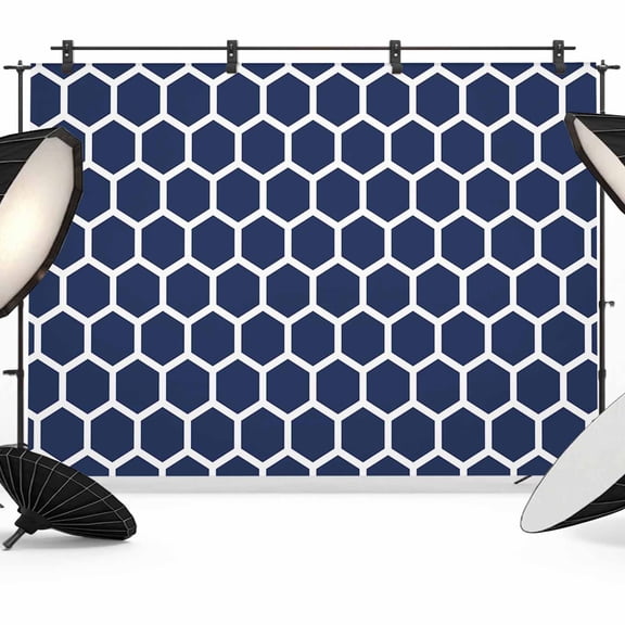 Photo Backdrop 5x7 ft Blue Moroccan Hexagon Photography Backdrops Curtains Picture Wall Covering Geometric Art Photo Booth Drapes for Backdrop Photoshoot Wedding Party Birthday Background Screen